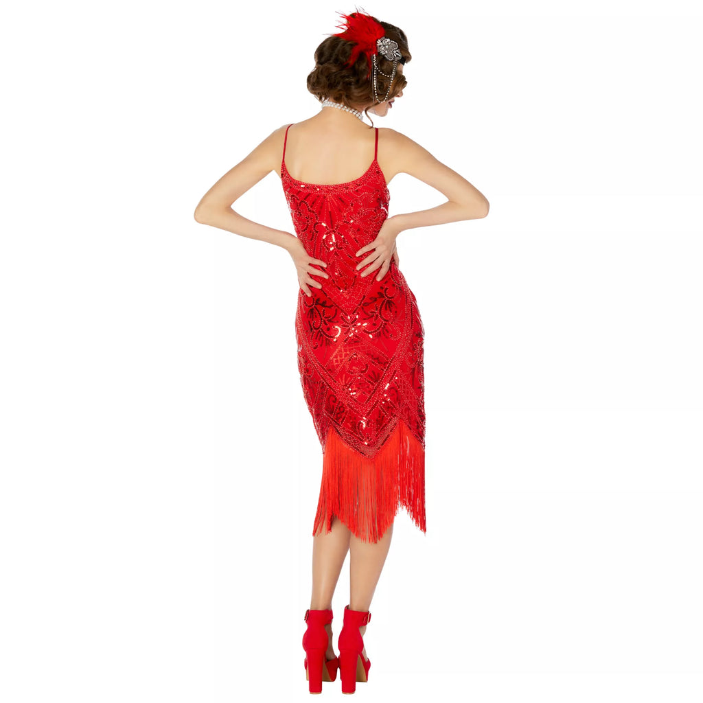 Adult Red Sequin Flapper Dress