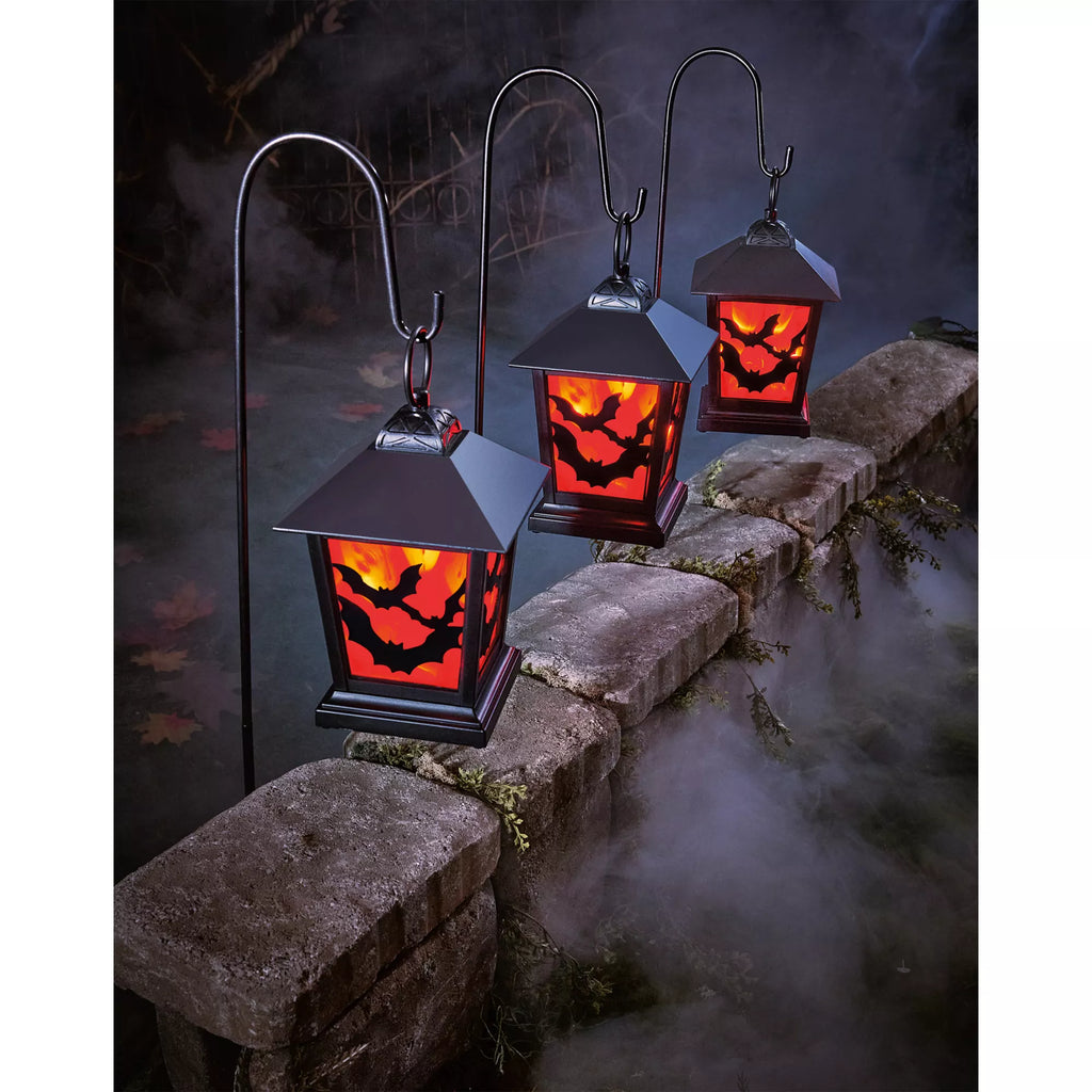 Red LED Creepy Bats Lantern Pathway Markers - 4 Pack