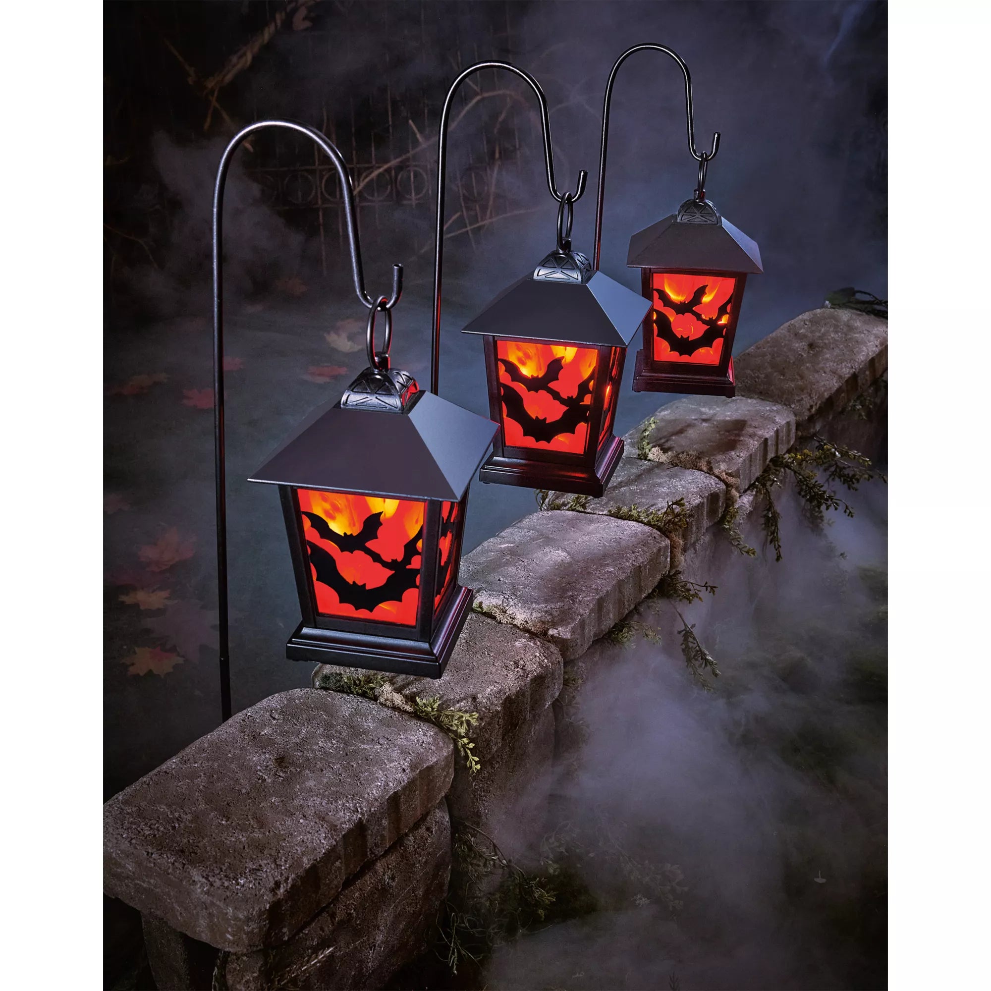 Red LED Creepy Bats Lantern Pathway Markers - 4 Pack