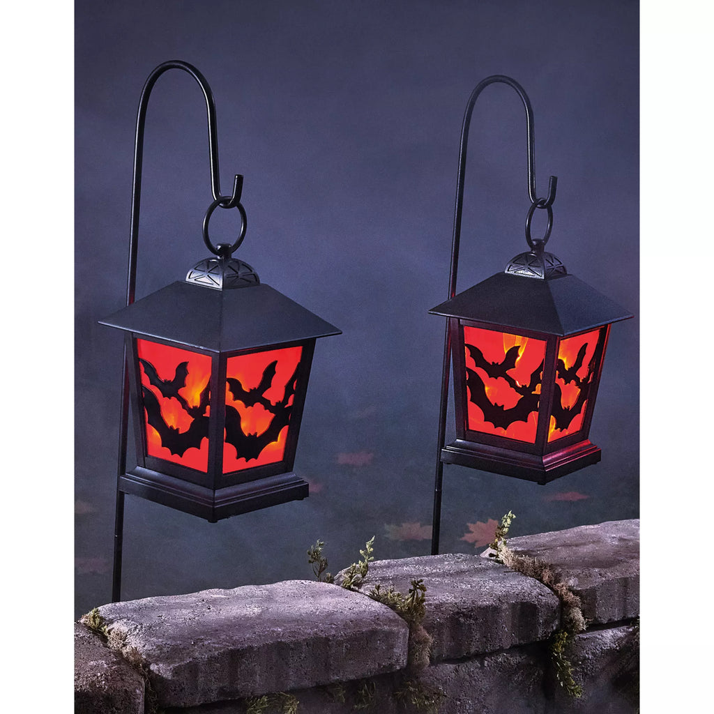 Red LED Creepy Bats Lantern Pathway Markers - 4 Pack