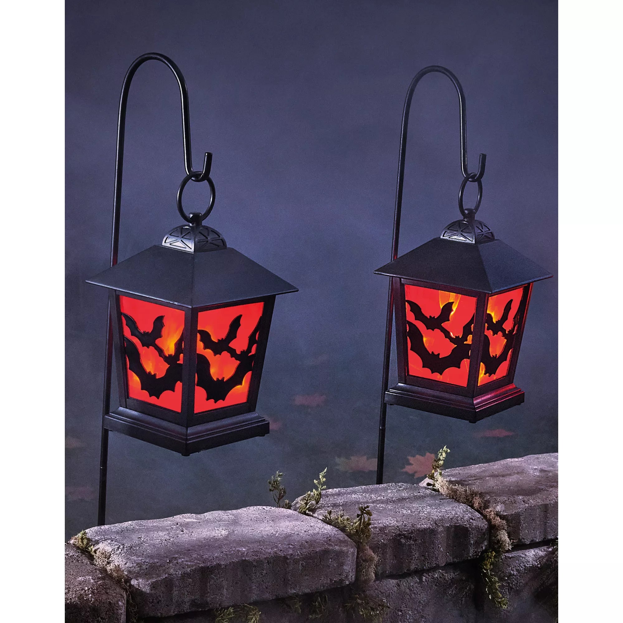 Red LED Creepy Bats Lantern Pathway Markers - 4 Pack