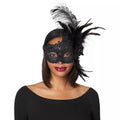 Black Sparkle Feather Eye Mask