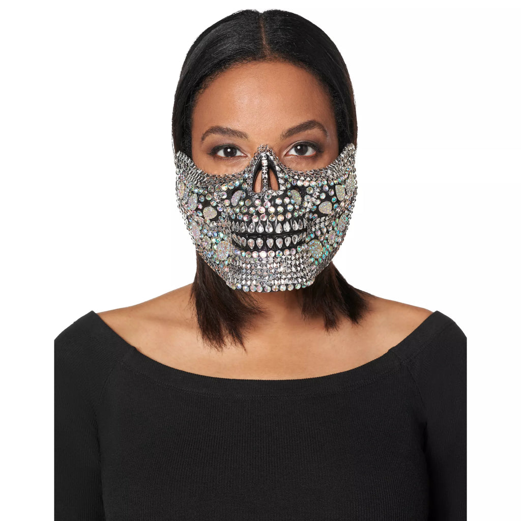 Glam Skeleton Rhinestone Half Mask