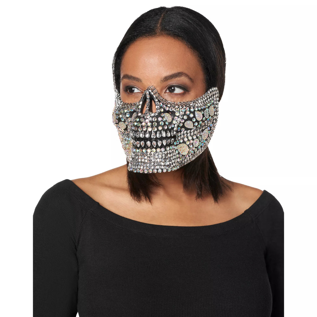 Glam Skeleton Rhinestone Half Mask