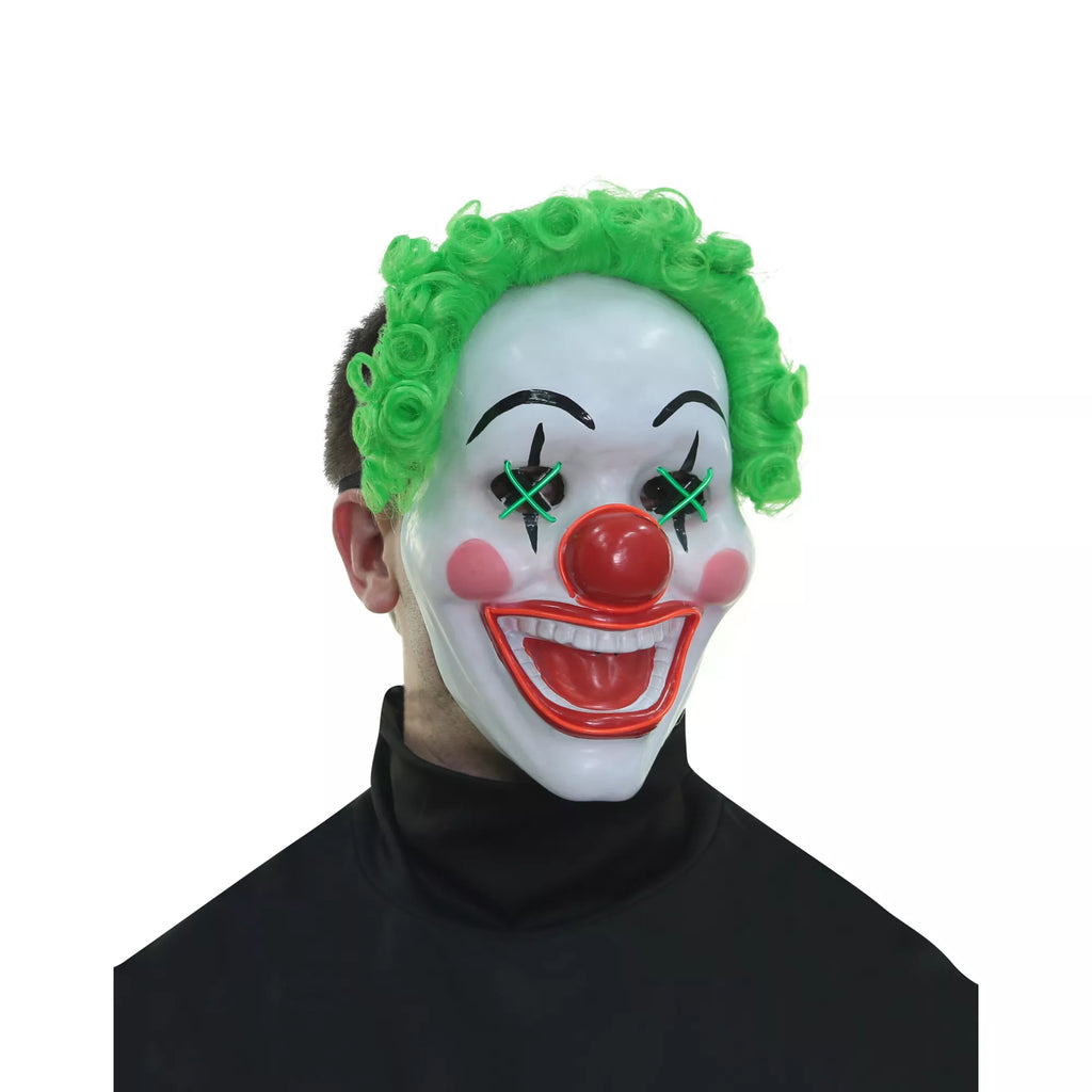 Light-Up El Wire Jokes on You Clown Half Mask