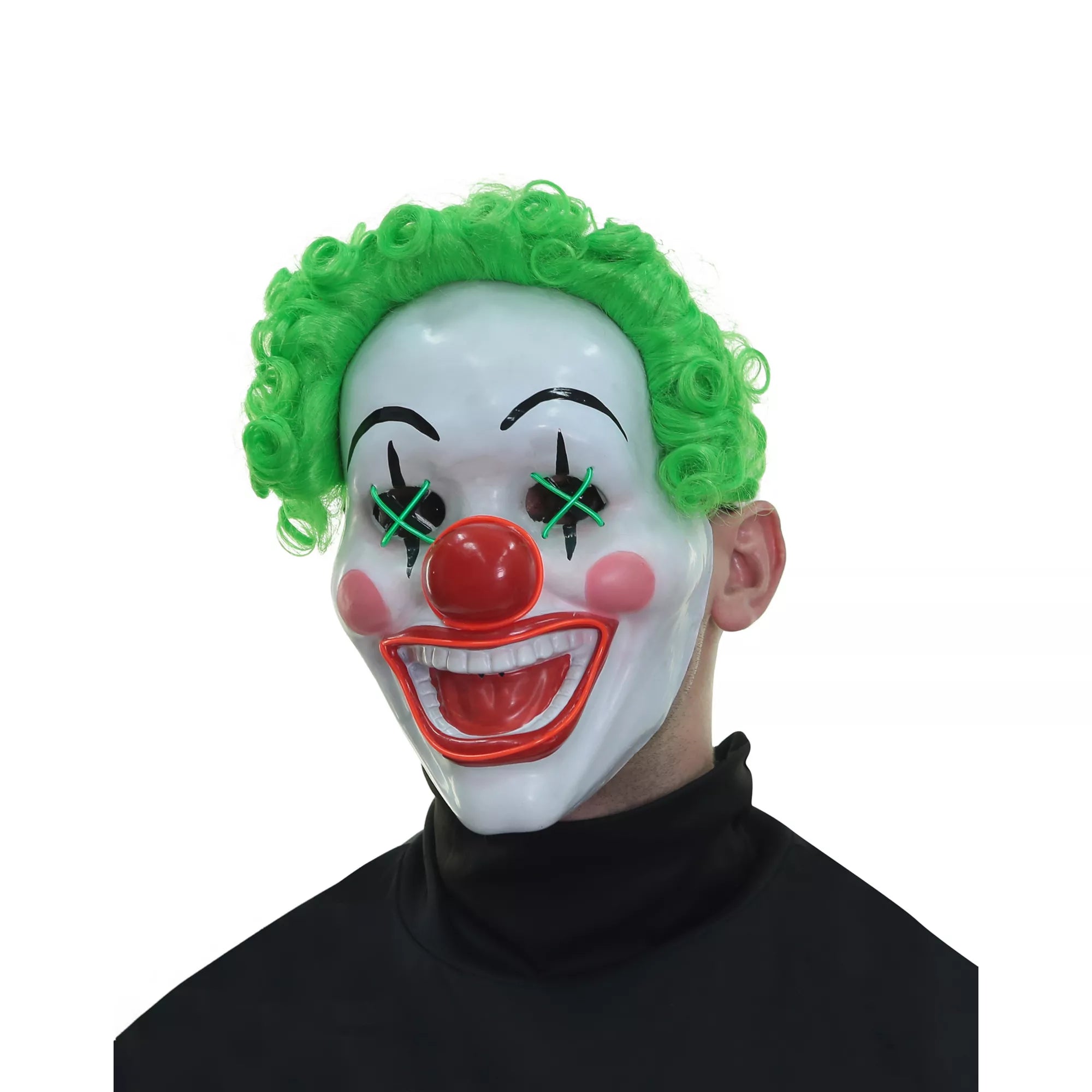 Light-Up El Wire Jokes on You Clown Half Mask