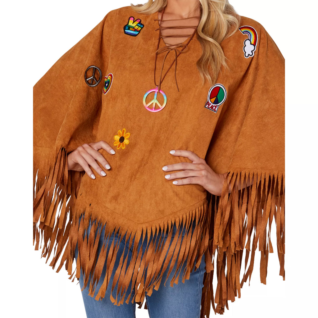 Adult Free Spirit Poncho Hippie Costume