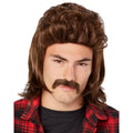 Brown Mullet Wig With Mustache