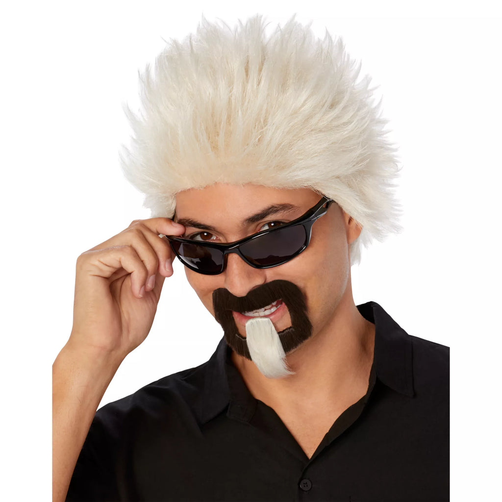 Bleached Spikes Wig With Goatee