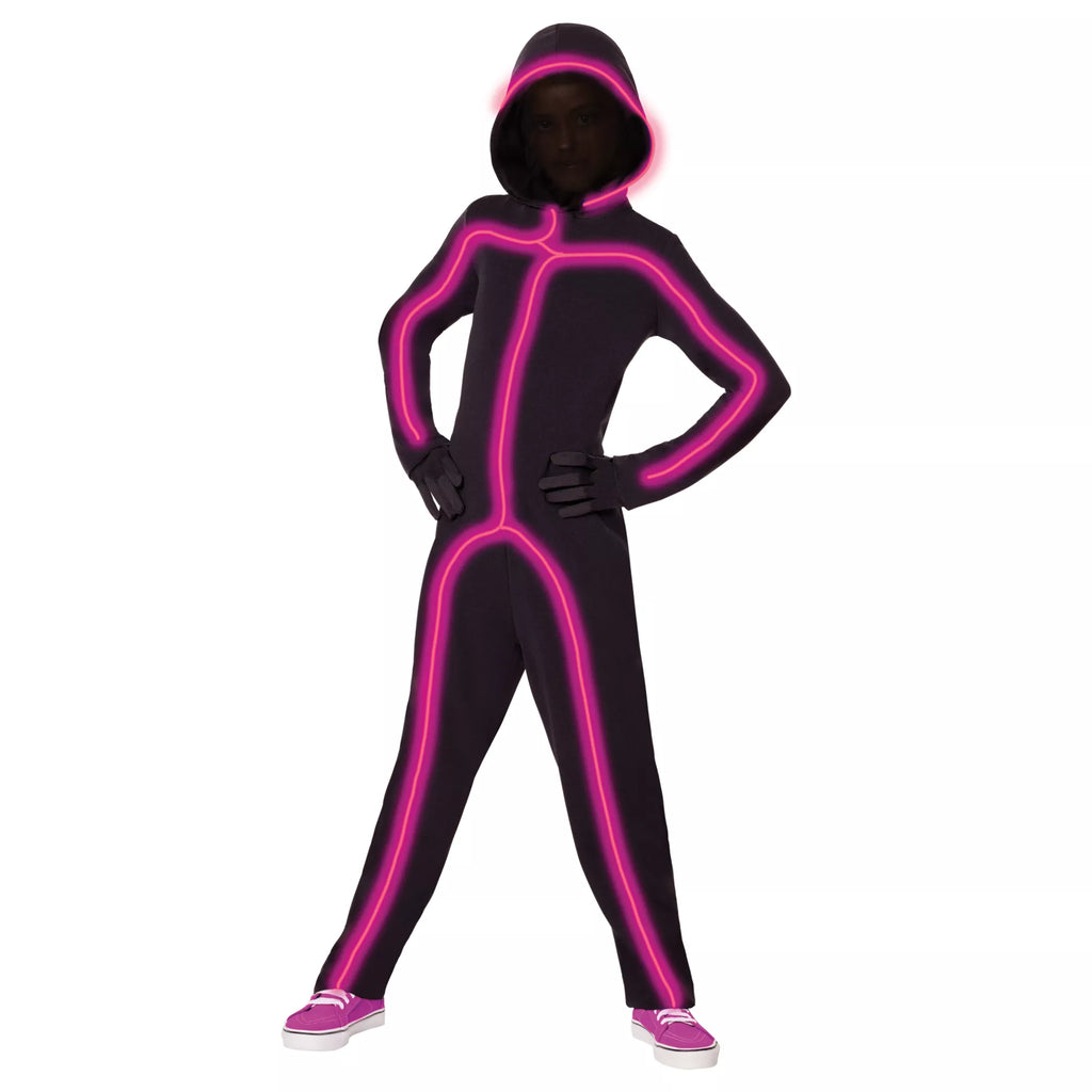 Kids Pink Light-Up EL Wire Stick Figure Costume