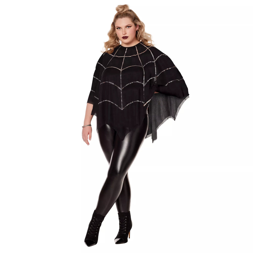 Adult Sequin Spider Web Poncho