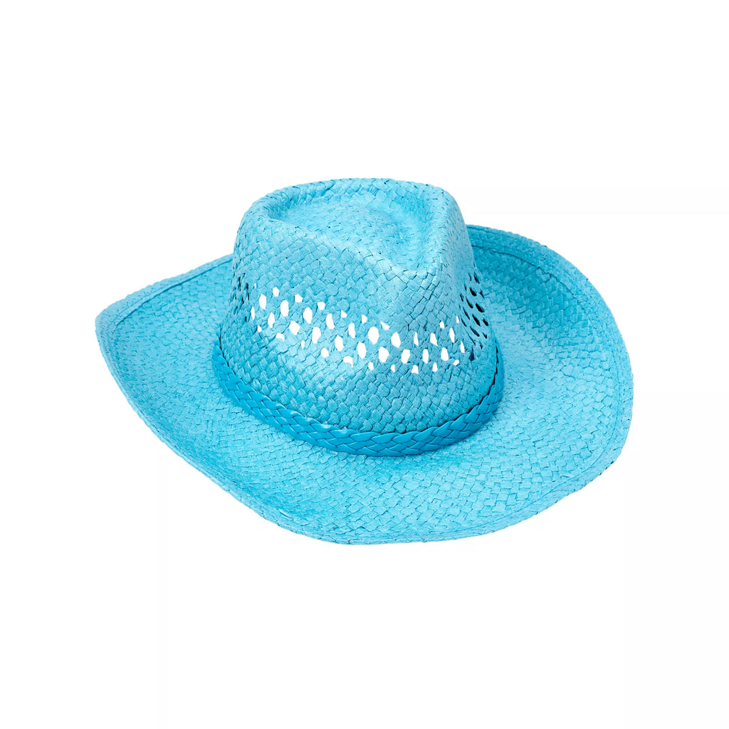 Blue Straw Cowboy Hat