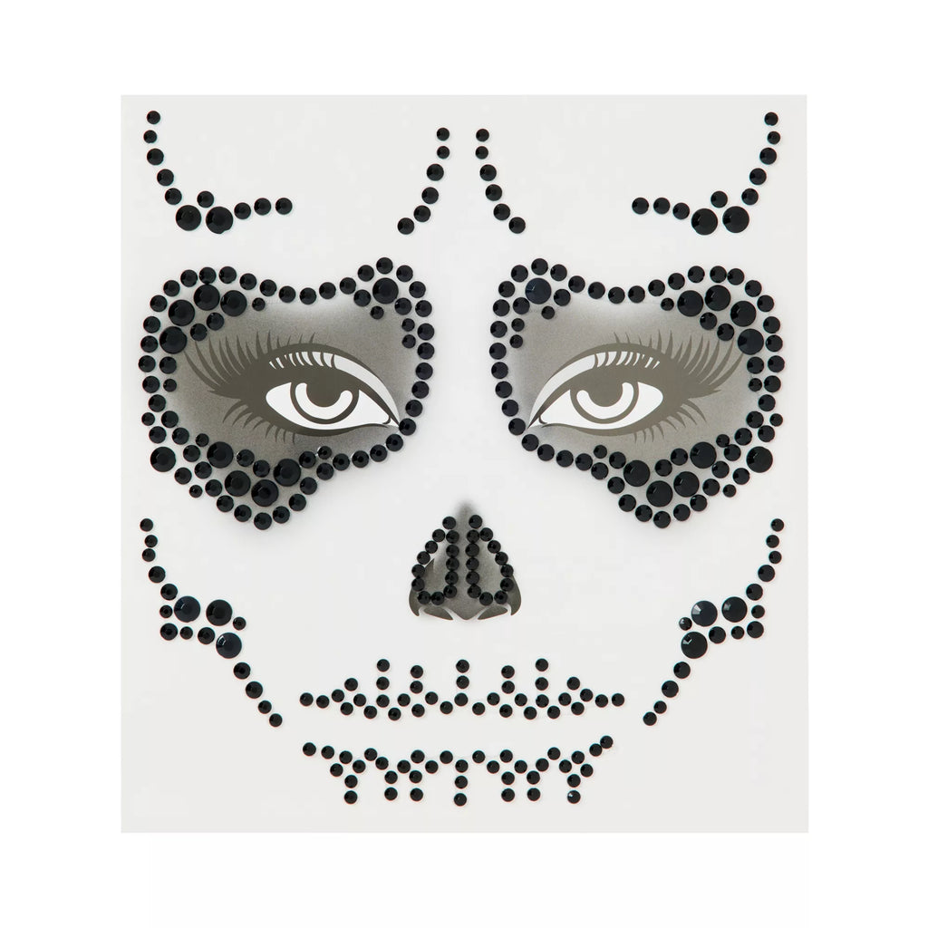 Black Skeleton Gem Face Decal