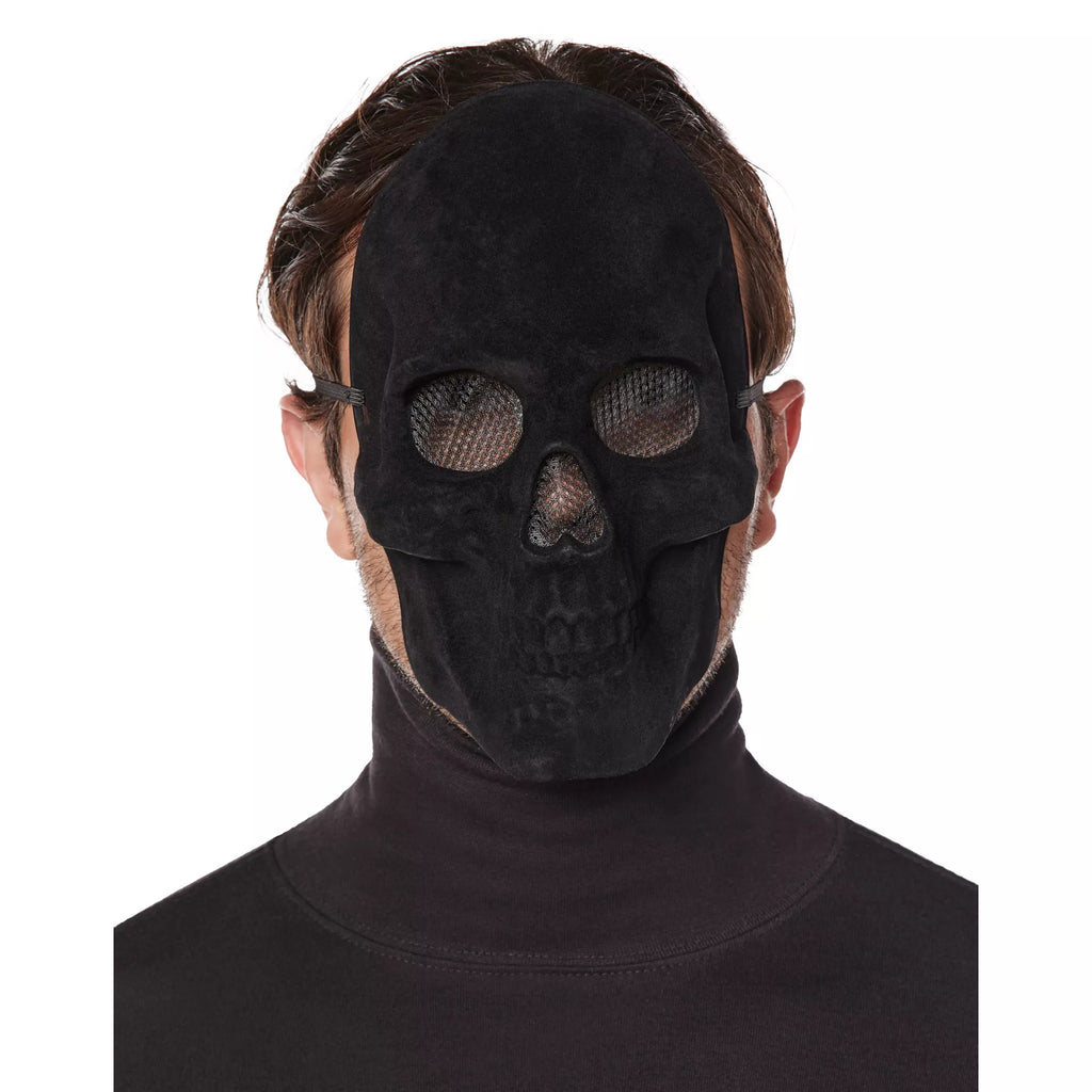 Black Velvet Skull Half Mask
