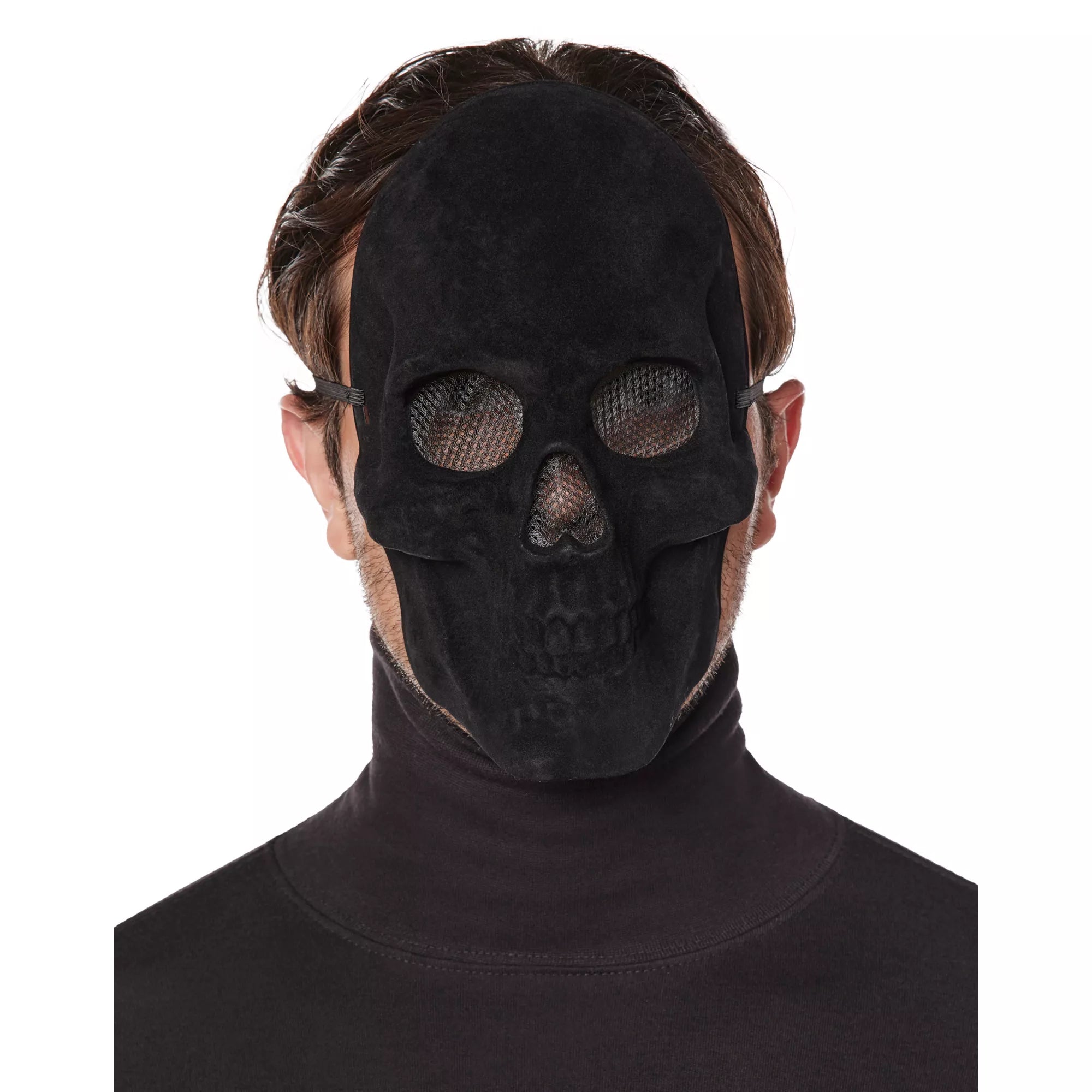 Black Velvet Skull Half Mask