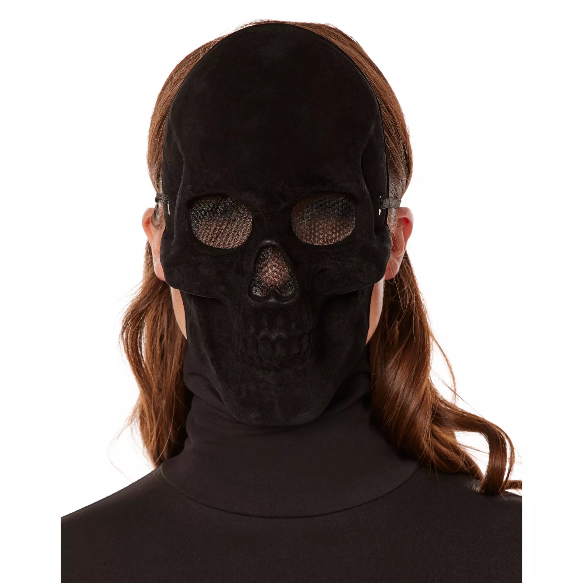 Black Velvet Skull Half Mask
