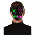 Light-Up El Wire Green and Pink Stitched Half Mask