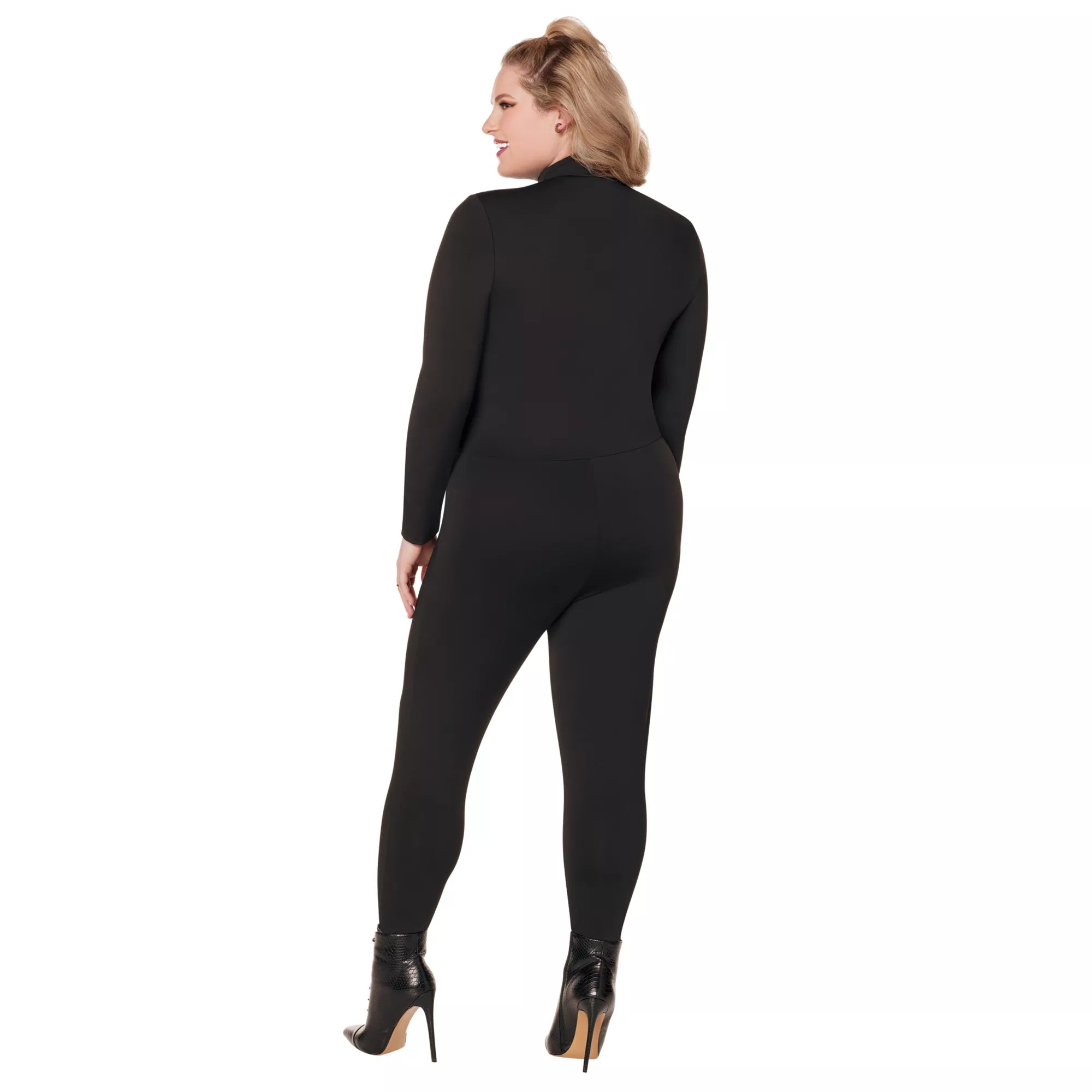 Adult Black Long Sleeve Zip Plus Size Catsuit