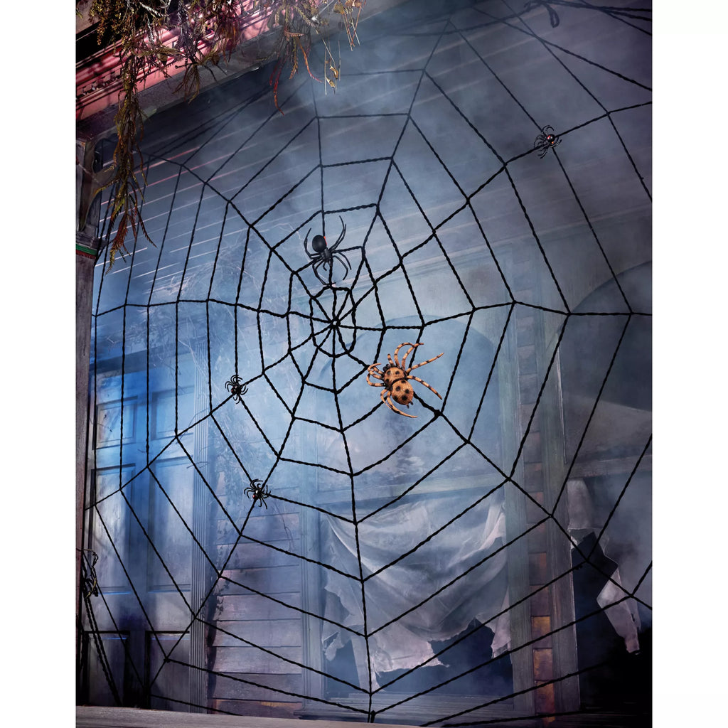 9 Ft Black Rope Spider Web Decoration