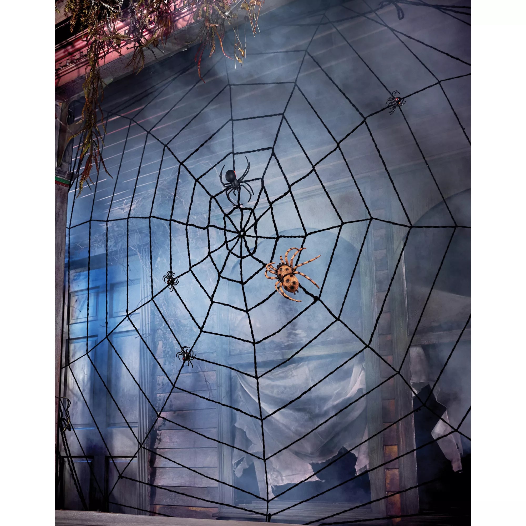 9 Ft Black Rope Spider Web Decoration