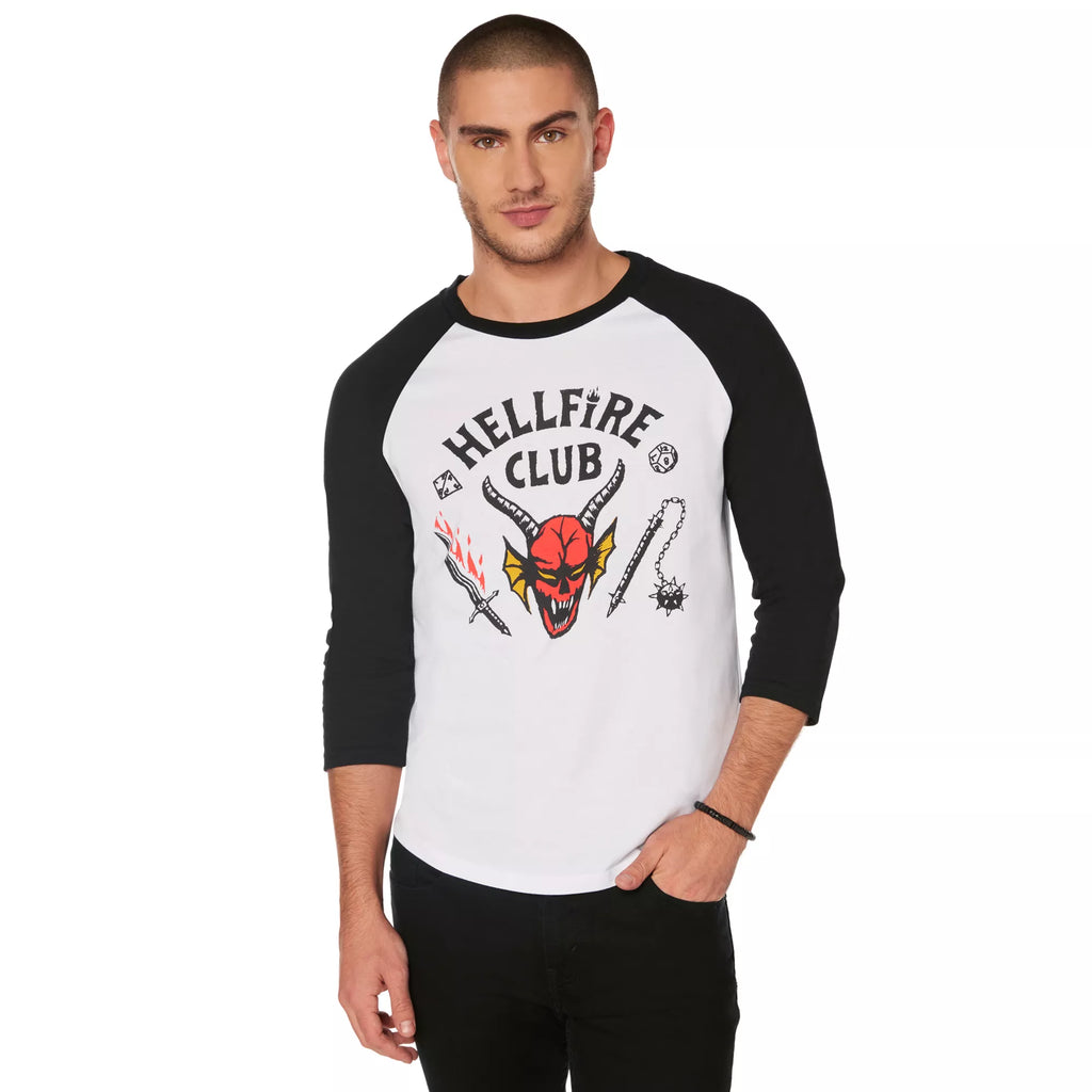 Adult Hellfire Raglan T Shirt - Stranger Things