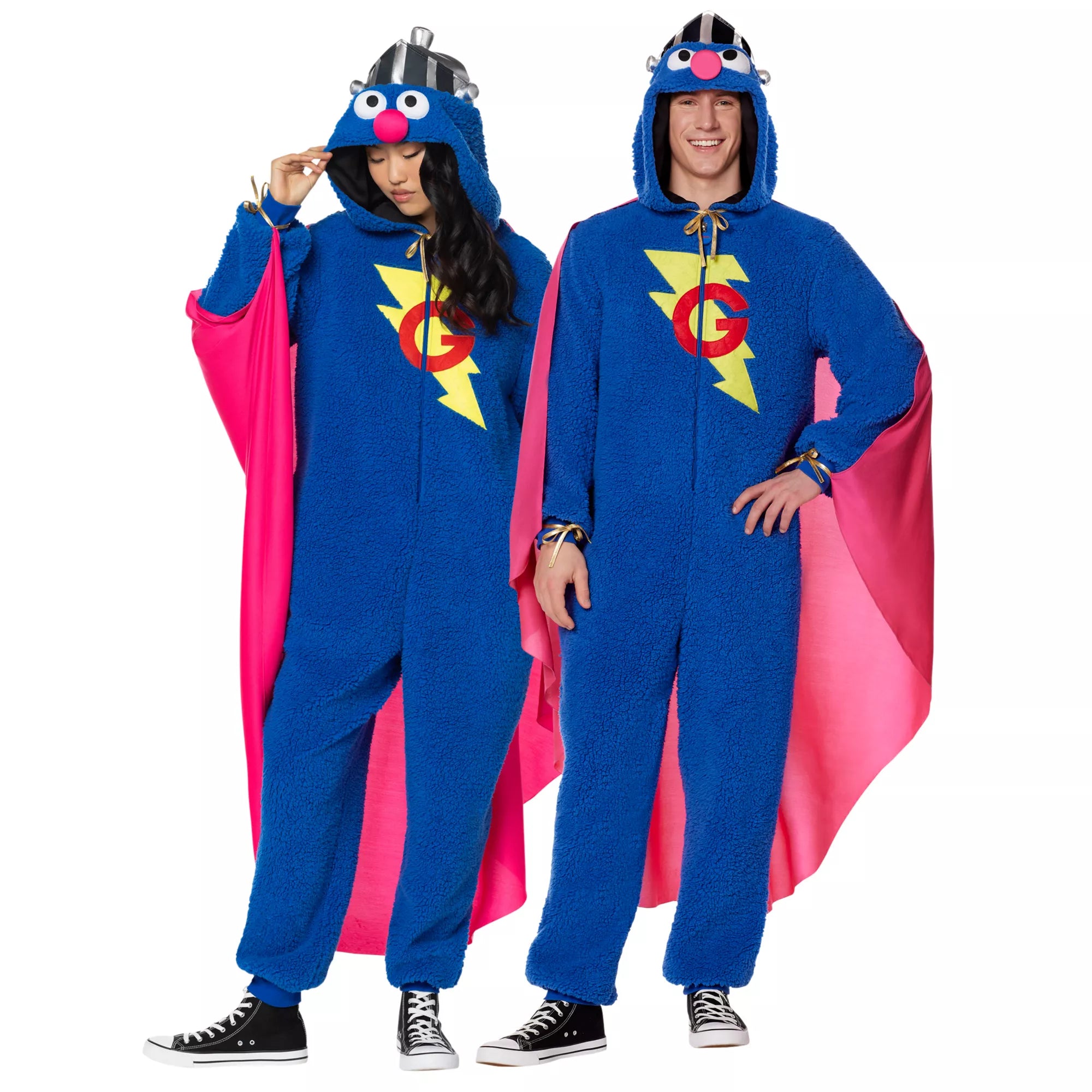 Adult Super Grover Jumpsuit Costume -  Sesame Street