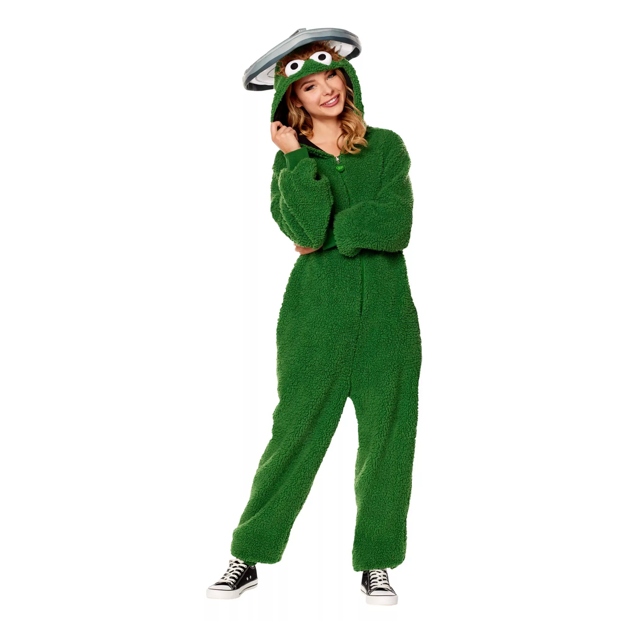 Adult Oscar the Grouch Jumpsuit Costume - Sesame Street