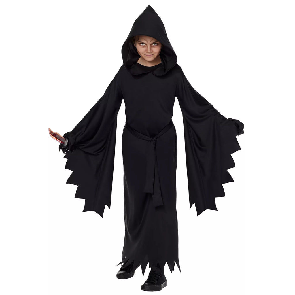 Kids Hooded Black Robe Costume