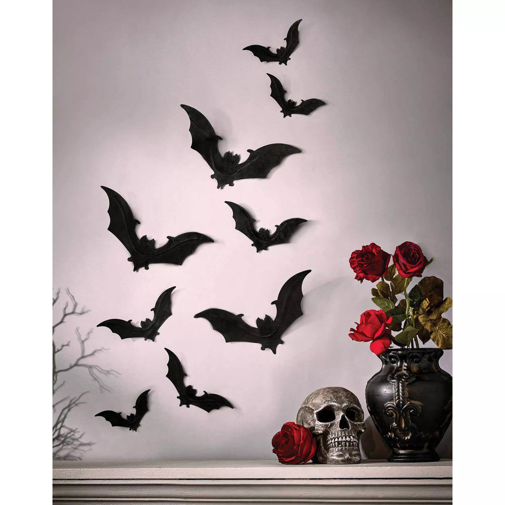 Gothic Noir Bat Decals - 9 Pack