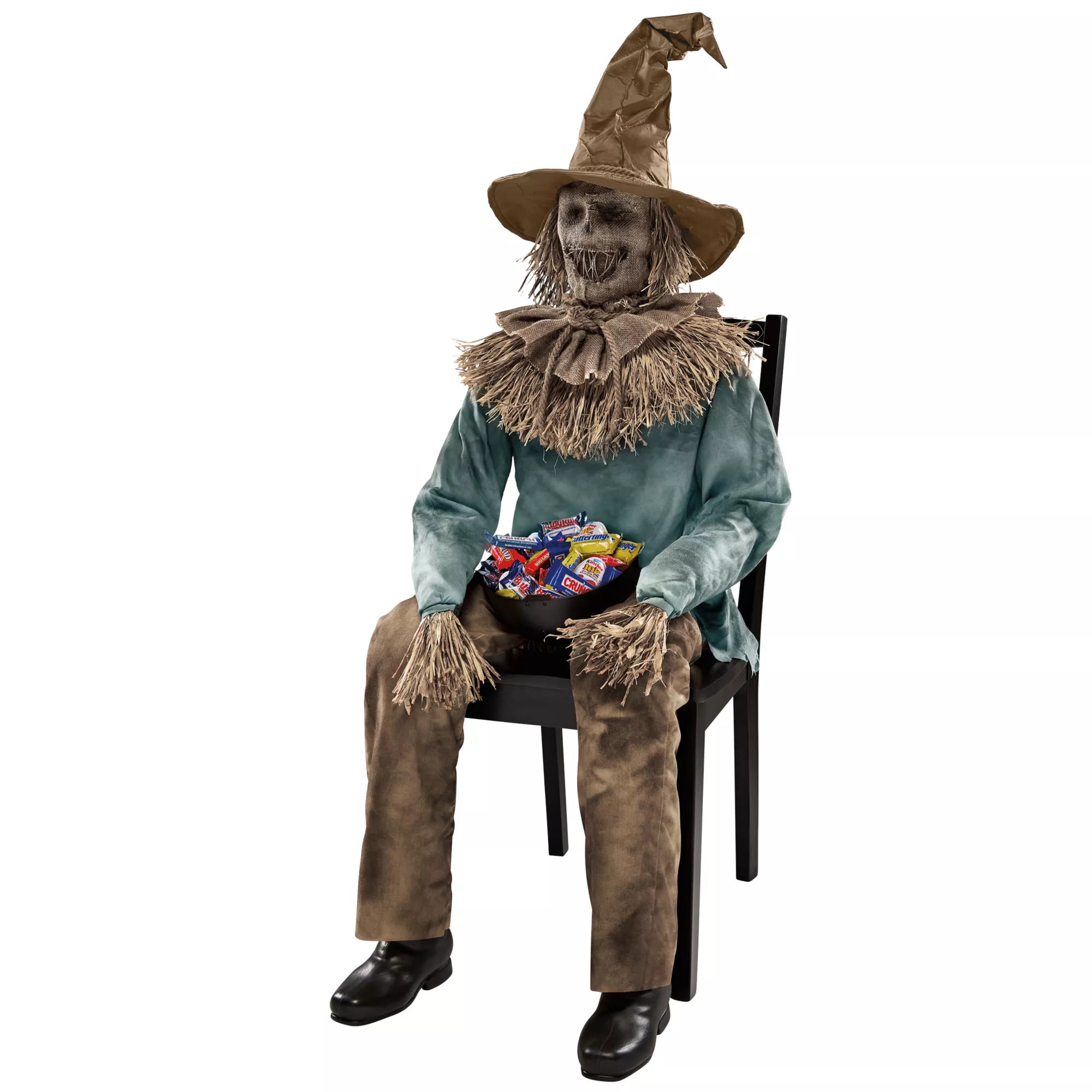4 Ft 6 In Scary Sitting Scarecrow Animatronic