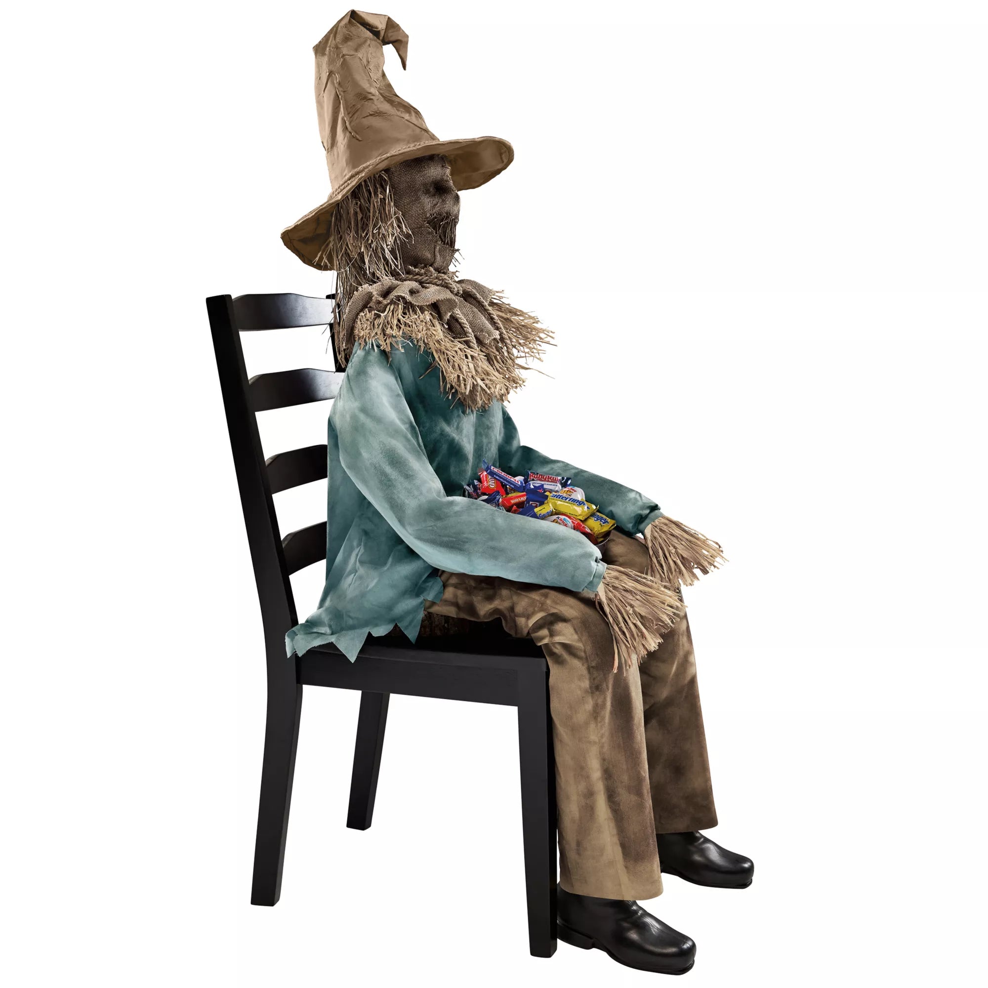 4 Ft 6 In Scary Sitting Scarecrow Animatronic