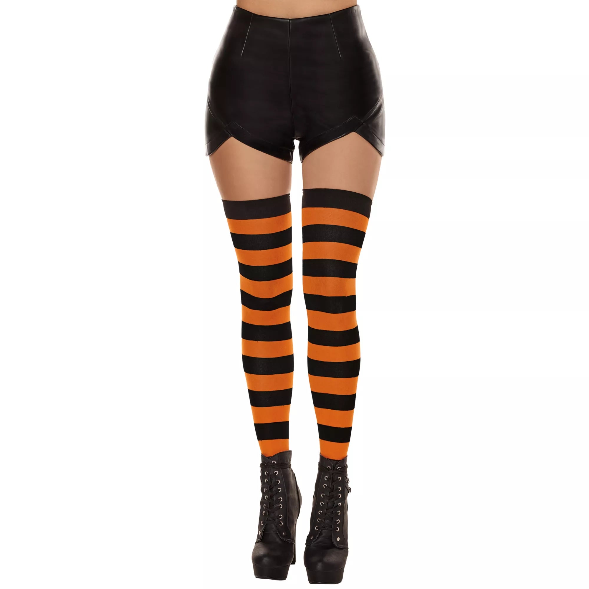 Black and Orange Striped Knee High Socks