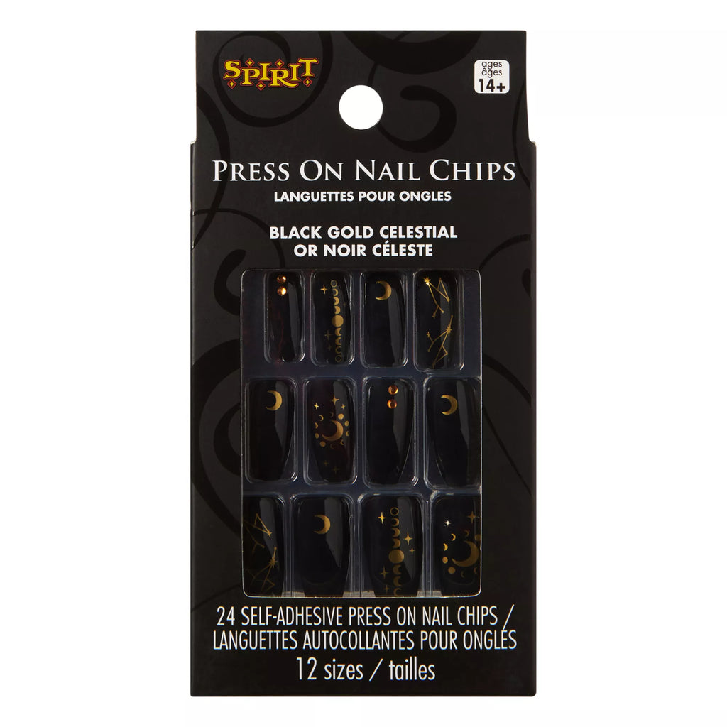 Black and Gold Moon Press-On Nails