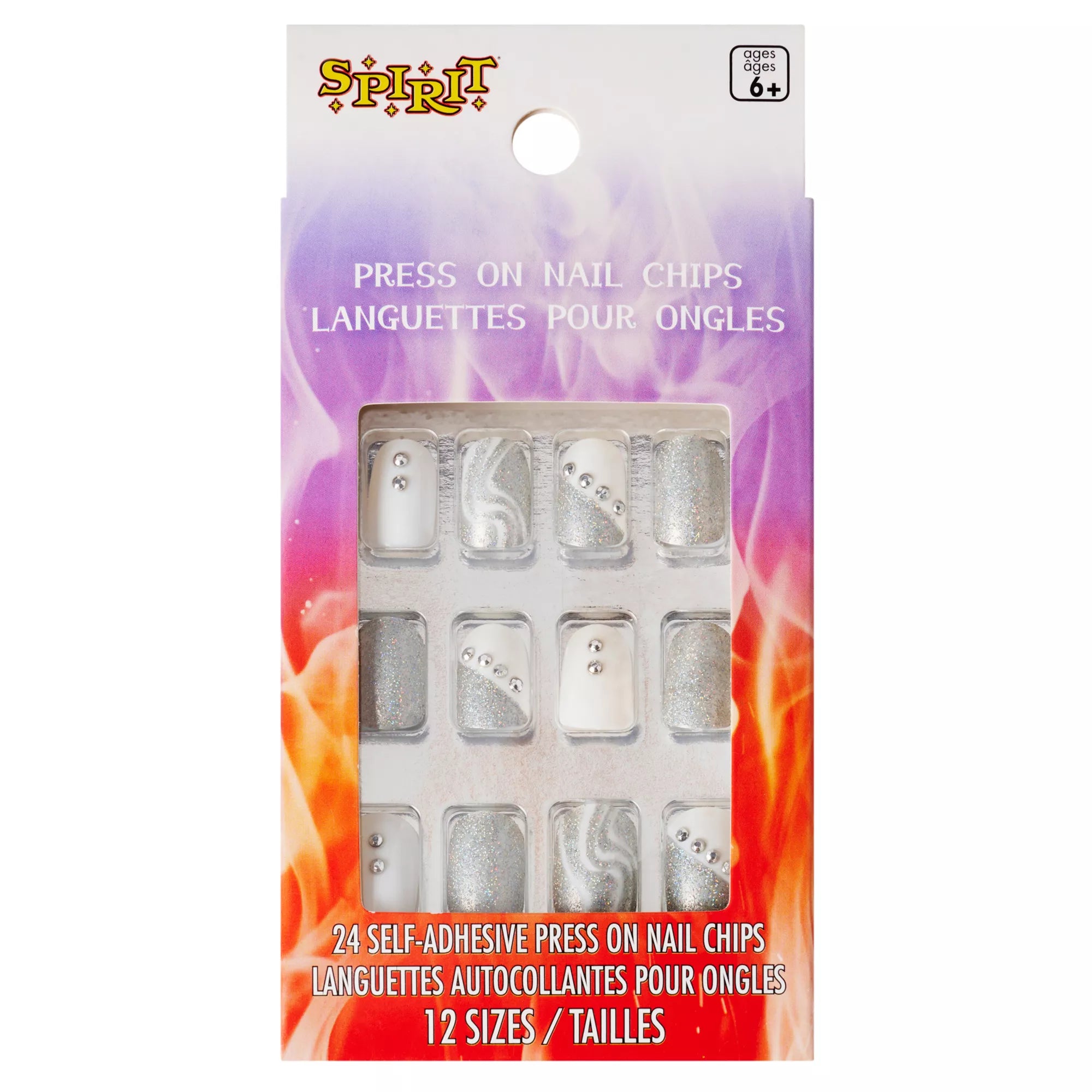 Silver and White Press On Nails