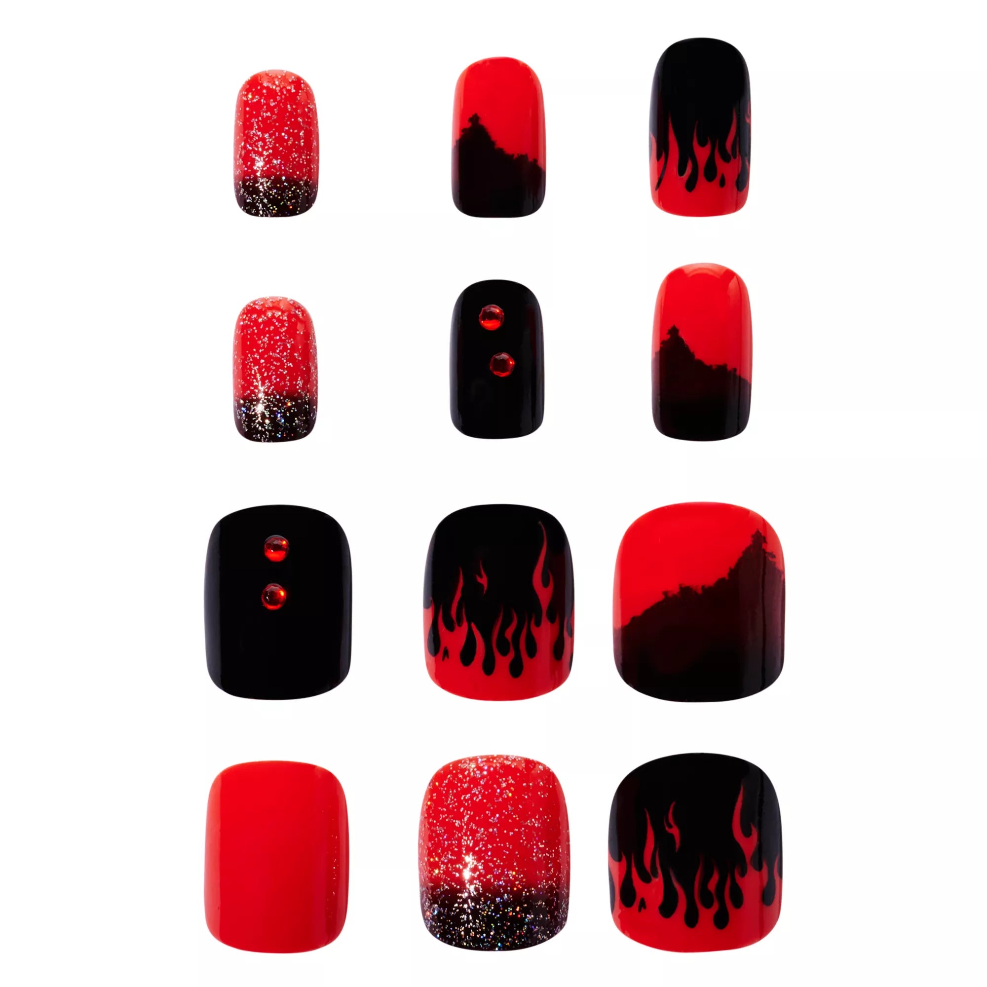 Black and Red Press On Nails