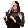 Heat Resistant Black and White Middle Part Wig