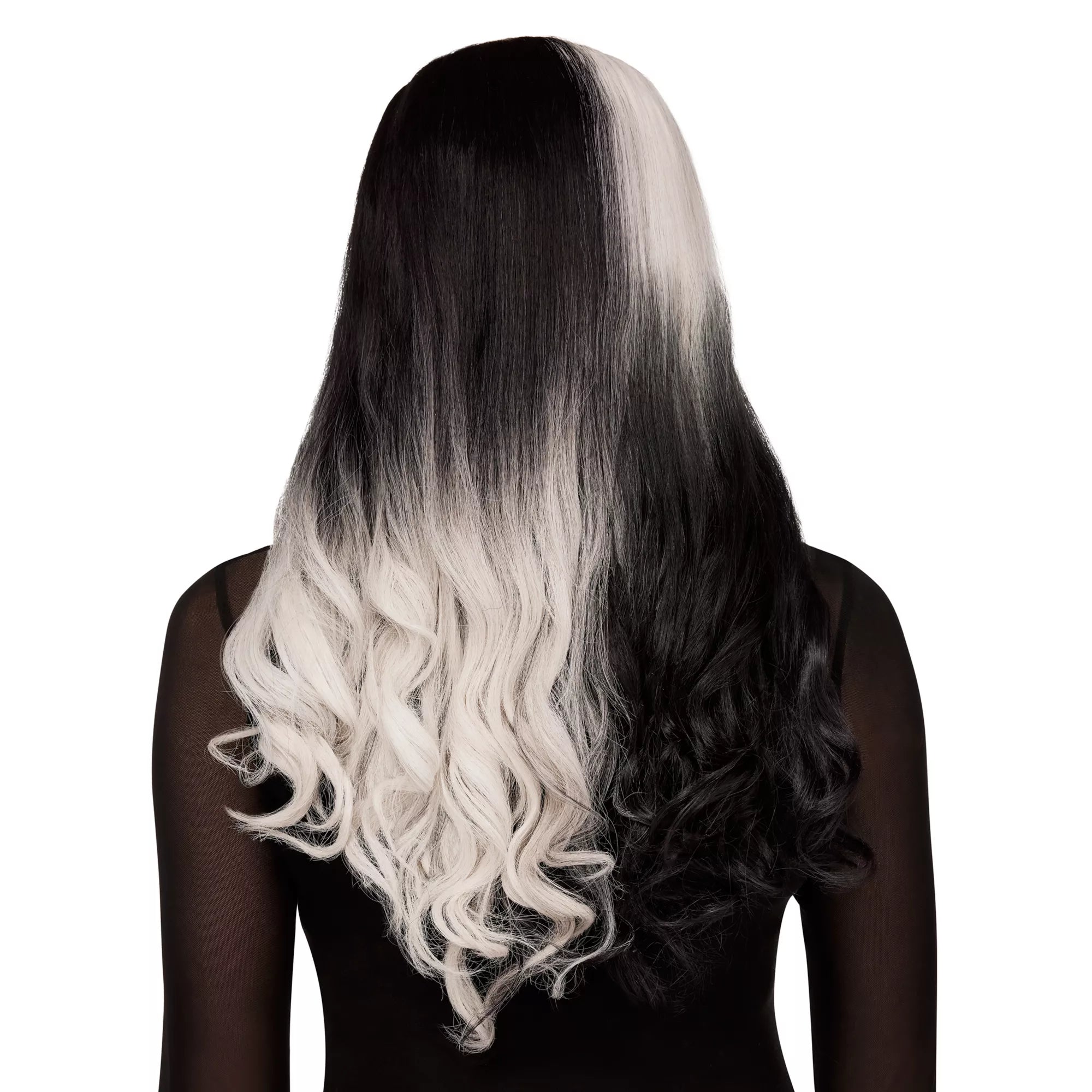 Heat Resistant Black and White Middle Part Wig