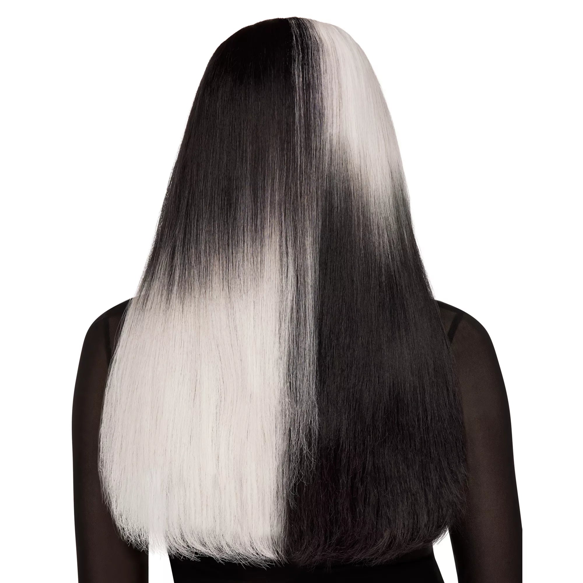 Heat Resistant Black and White Middle Part Wig