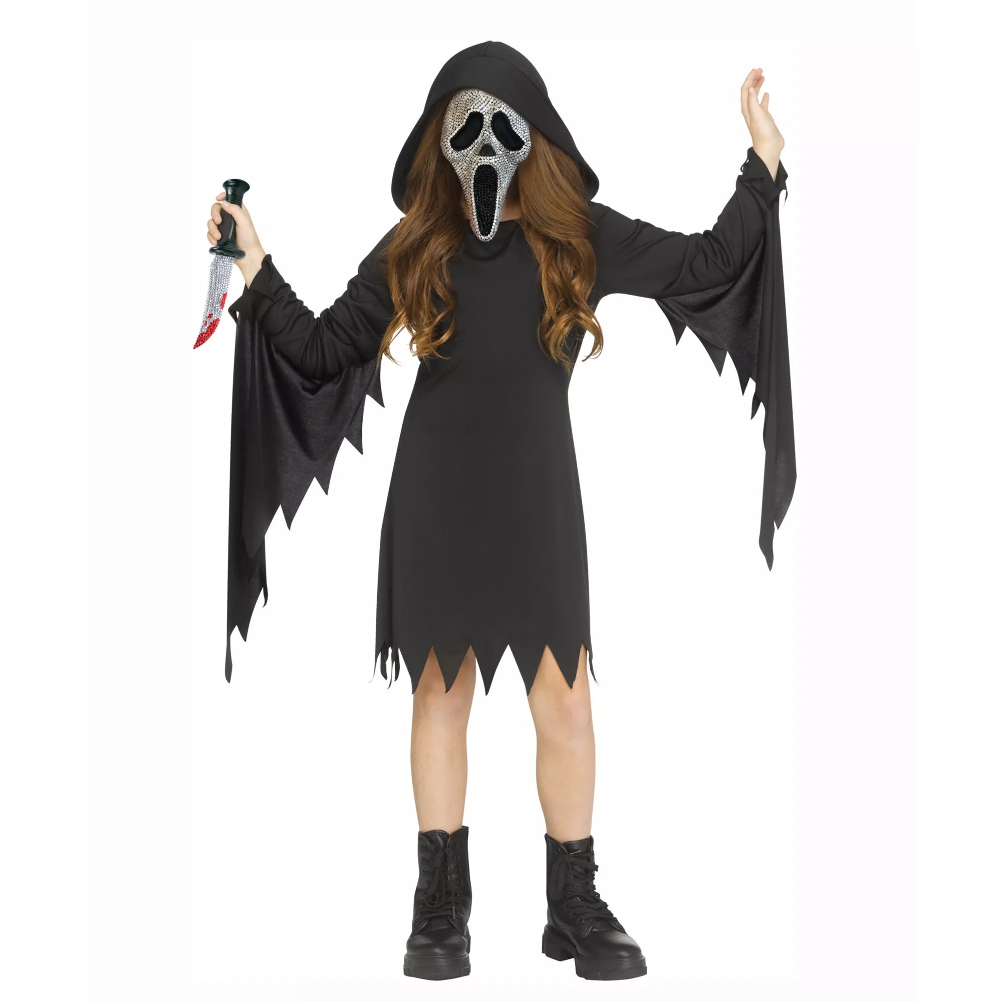 Kids Bling Ghost Face Dress Costume