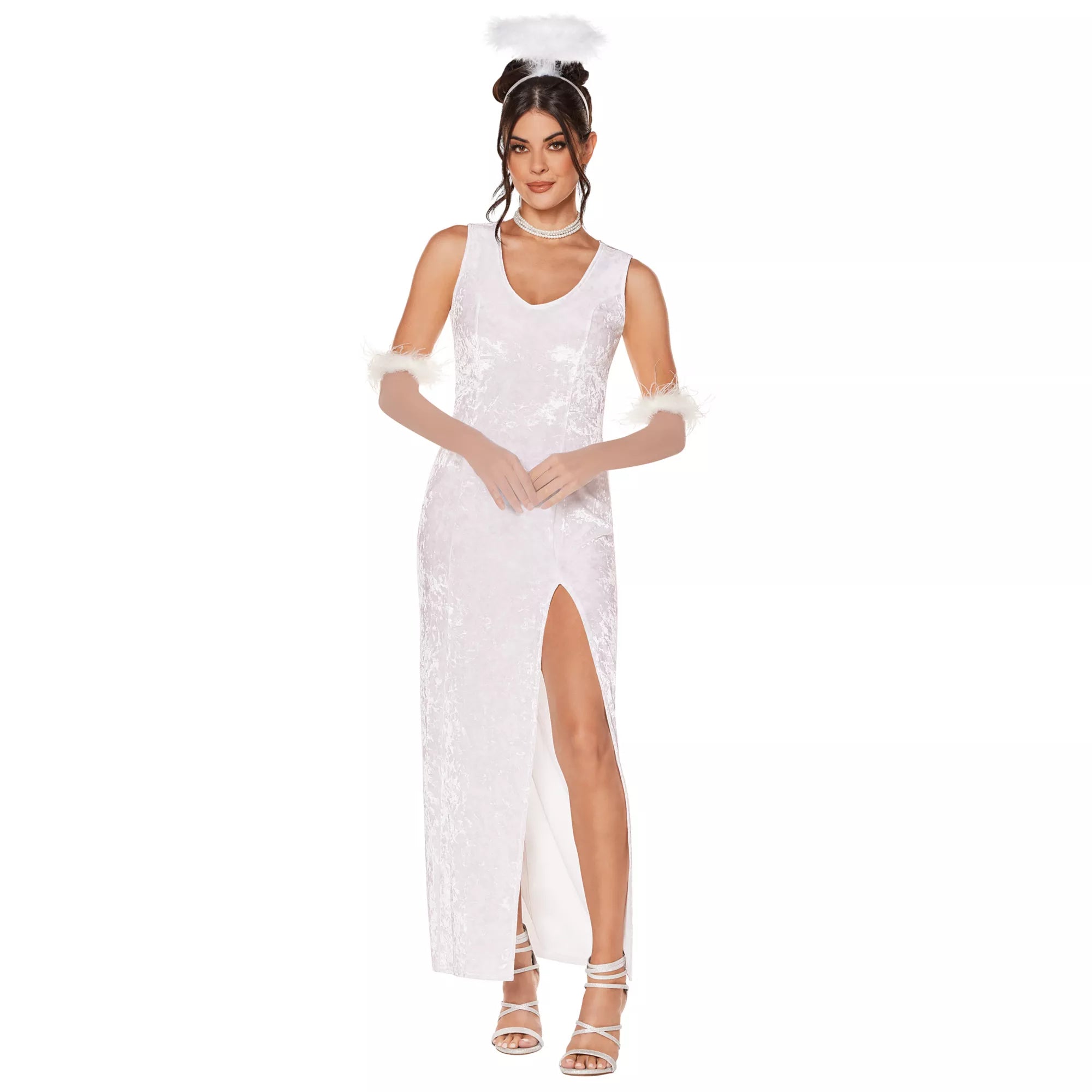 Adult White Velour Maxi Dress