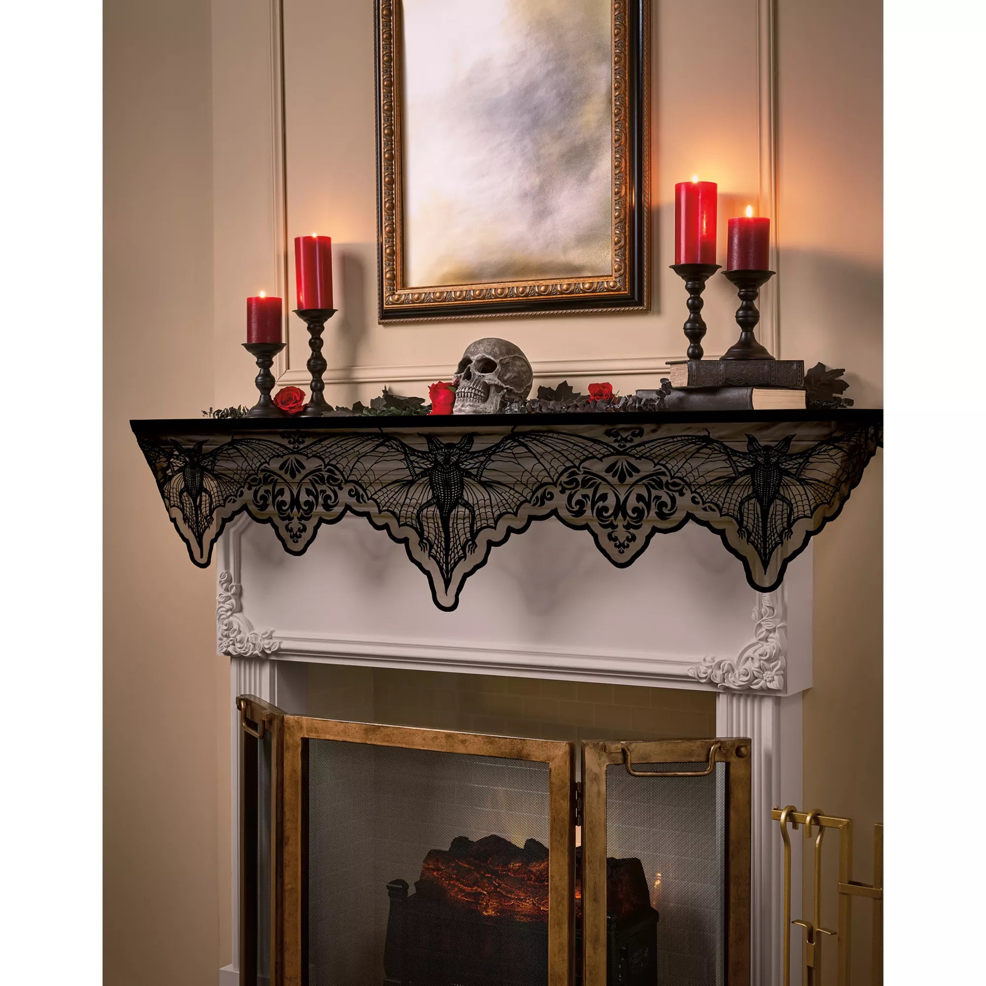 Gothic Noir Bat Lace Banner