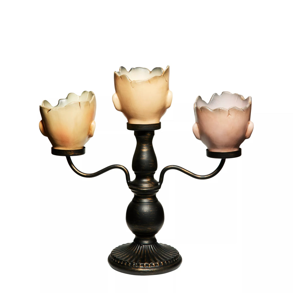 Gothic Noir Doll Head Candelabra