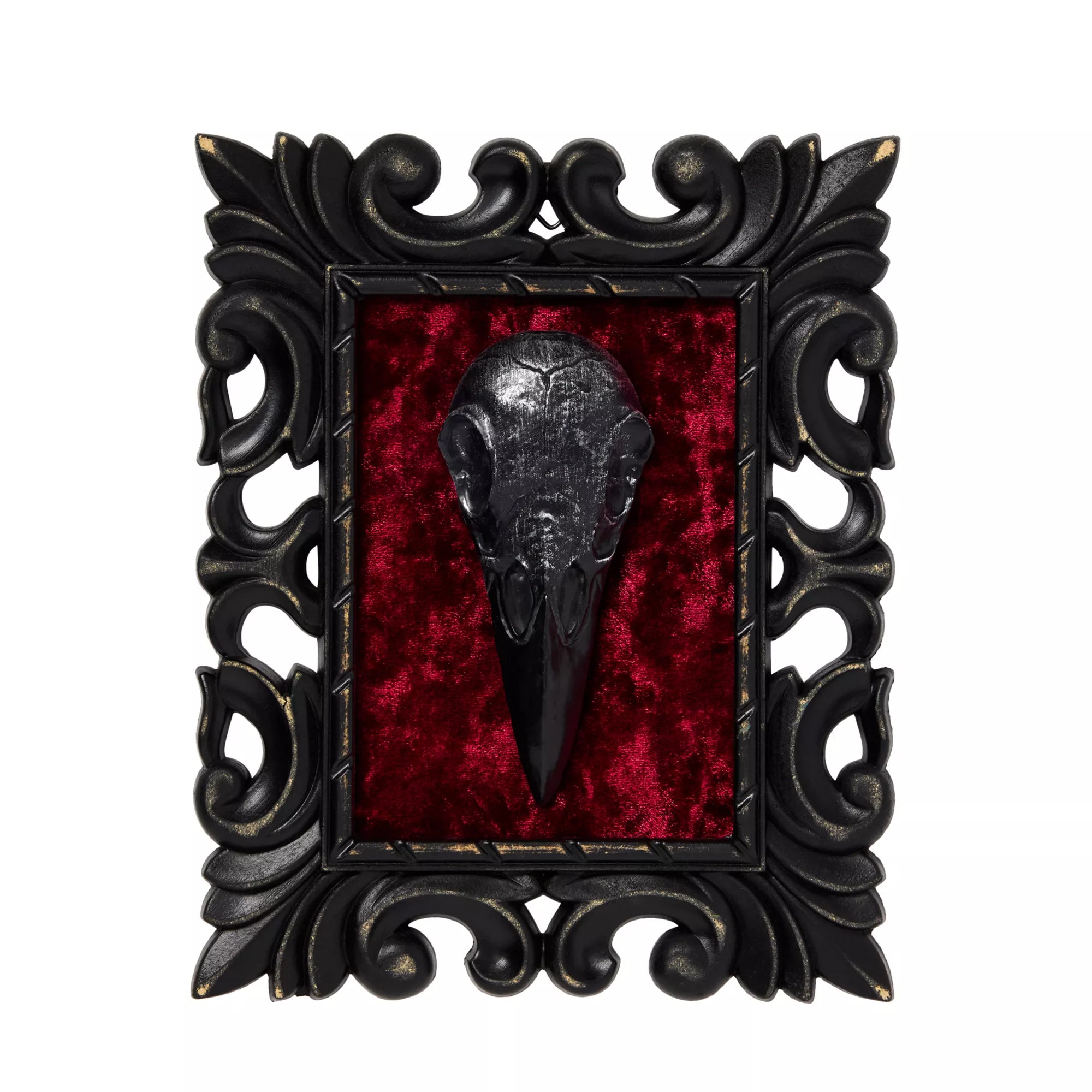 Gothic Noir Velvet Raven Skull Sign