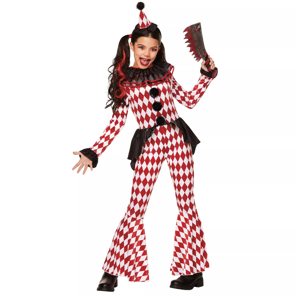 Kids Red Carnival Clown Unitard Costume