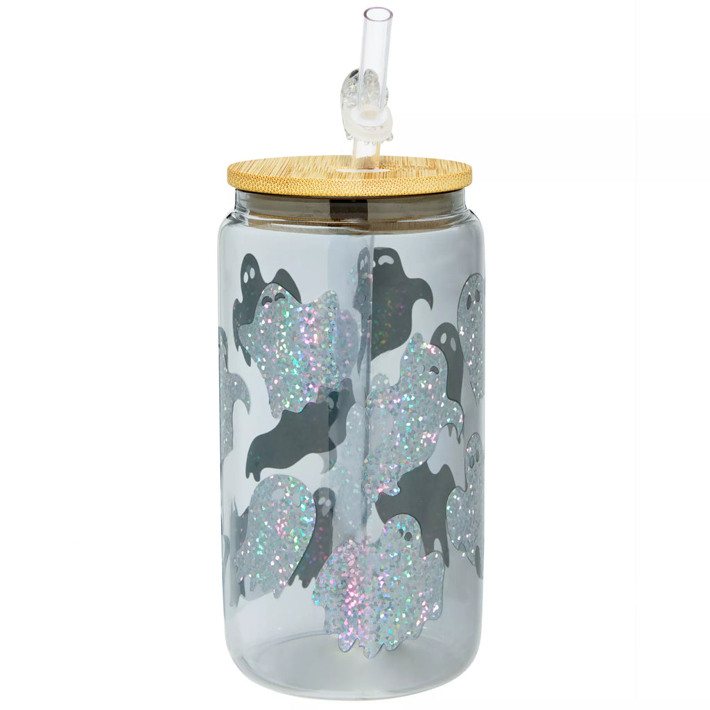 Holographic Ghost Glass Cup with Straw