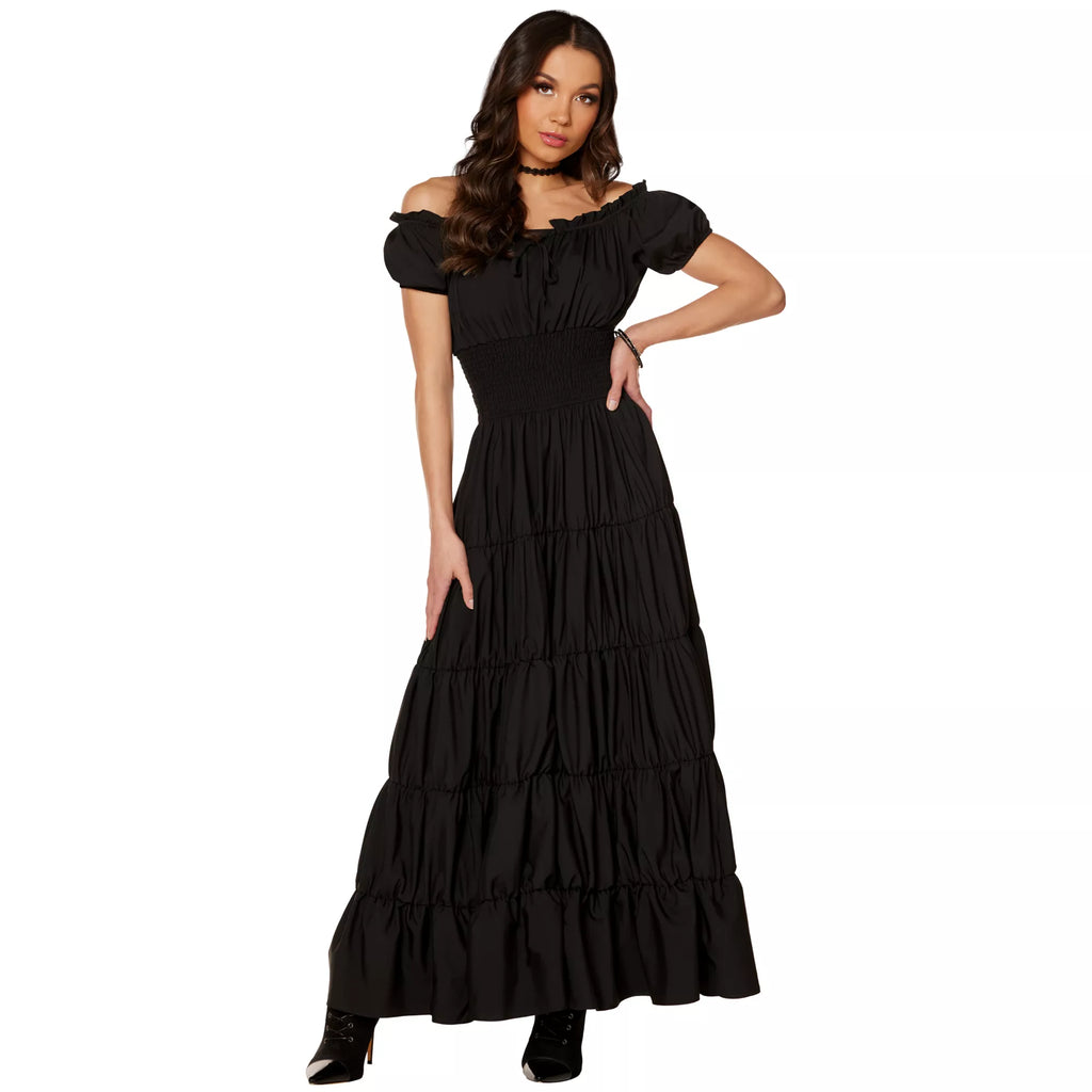 Long Black Peasant Dress