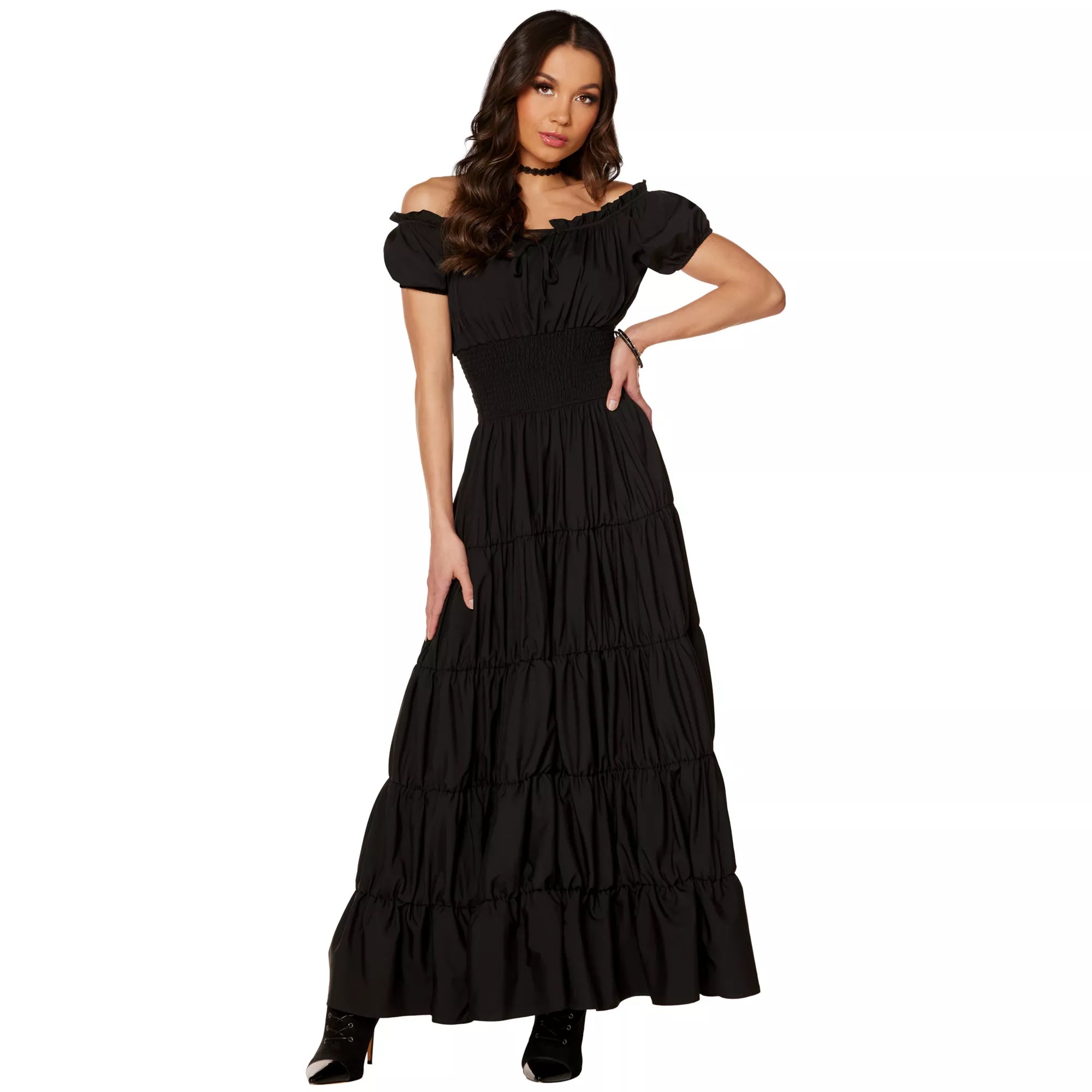 Long Black Peasant Dress