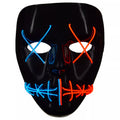 Light-Up El Wire Blue and Red Stitched Half Mask