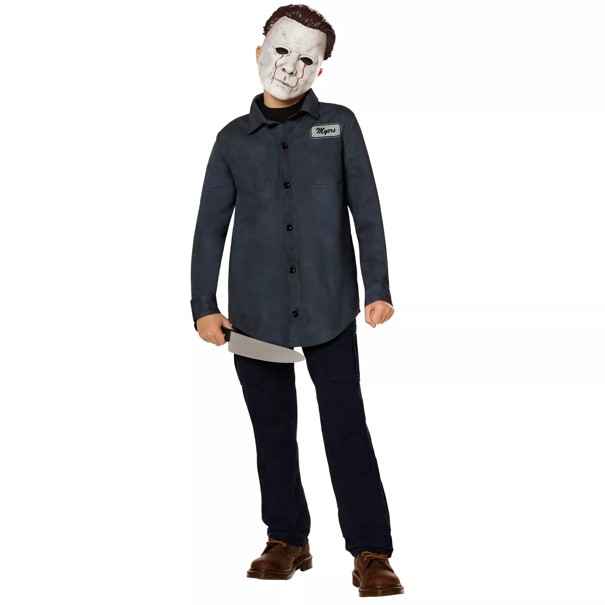Kids Michael Myers Work Shirt and Mask Costume Kit - Halloween