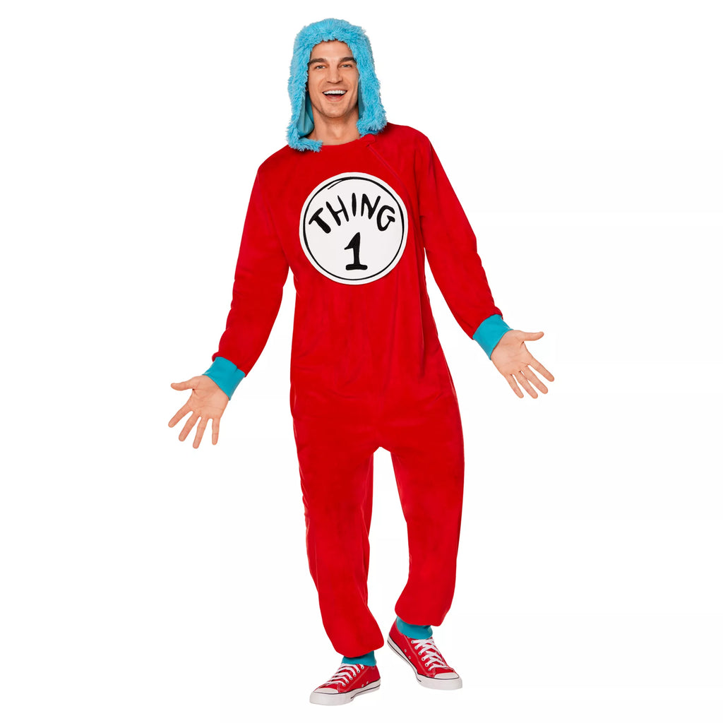 Adult Thing 1 and Thing 2 Jumpsuit Costume - Dr. Seuss